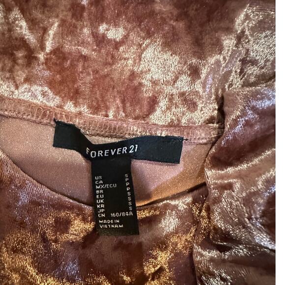 Forever 21 Pink Crushed Velvet Bodycon Slip Dress – Size Small - Picture 3 of 3